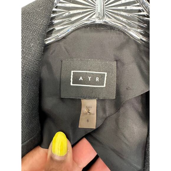 AYR Black Basic Lagenlook Coastal Granmda Relaxed The Rumpled Linen Blazer 6 - Picture 3 of 13